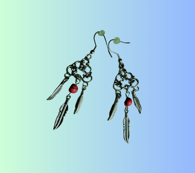 A Boucles d'Oreille Celtiques Turquoise Rouge