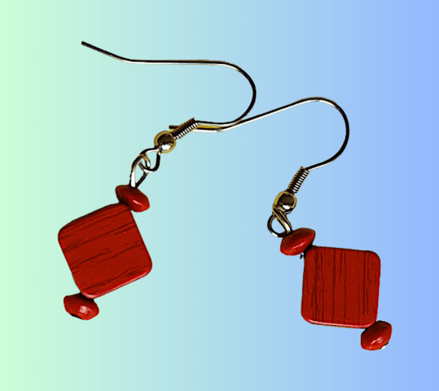 A Boucles d'Oreille Rouge et Noir
