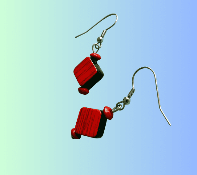 A Boucles d&#039;Oreille Rouge et Noir