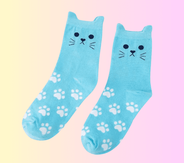 Chaussettes Chat Bleues