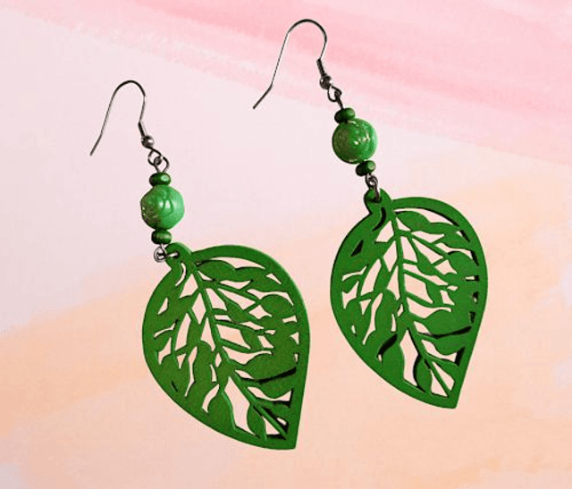 C Boucles d&#039;Oreille Feuille Verte
